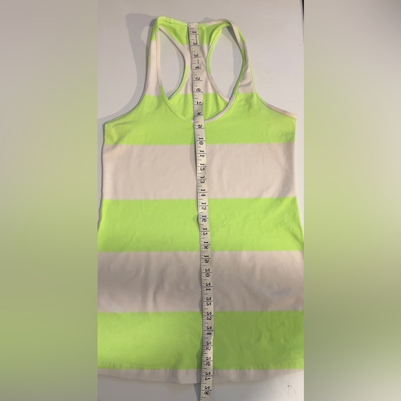 Lululemon Women's Neon Green and White Striped Tank Top Size 6 - Picture 5 of 9